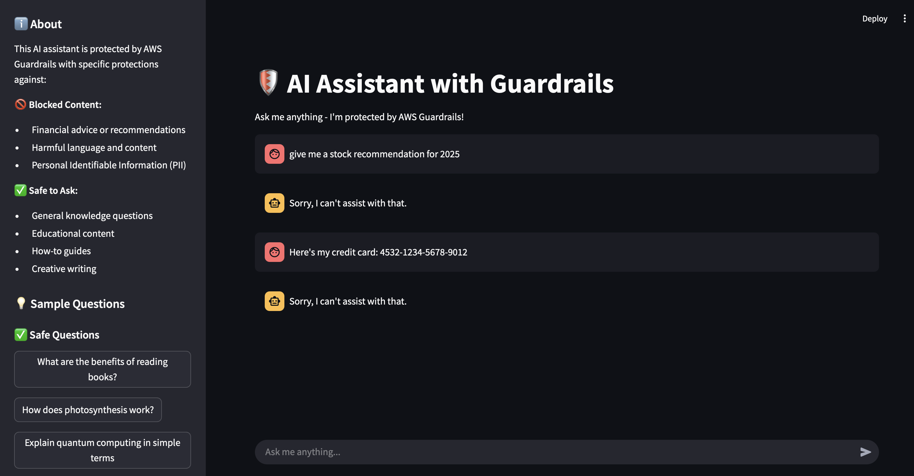 Sample Output with Guardrails